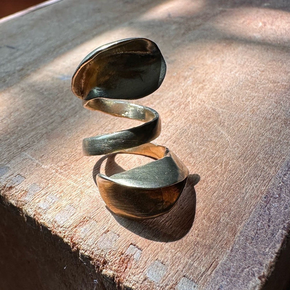 Chunky Statement Brass Wrap Adjustable Natural Or… - image 1